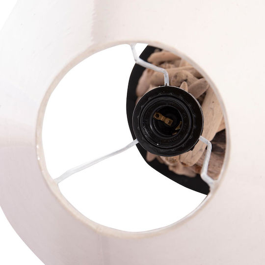 HomeMarkt Twiggy Holz Tischlampe für Fassung E27 mit Weiß Schirm und Braun Basis