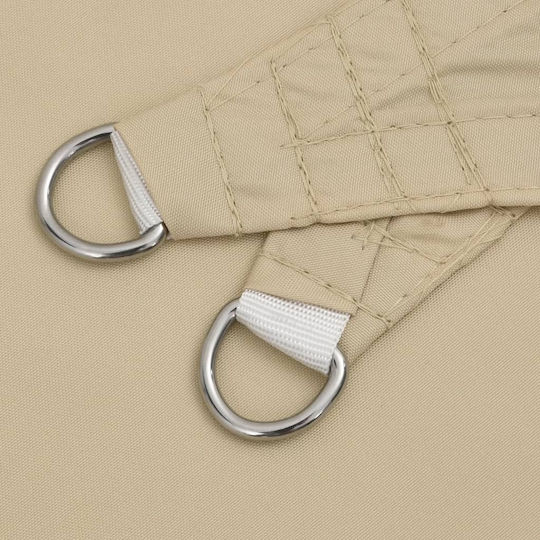vidaXL Triangle Shade Sail Beige With Hoop & with PU Coating 5x7x7m made of Oxford fabric