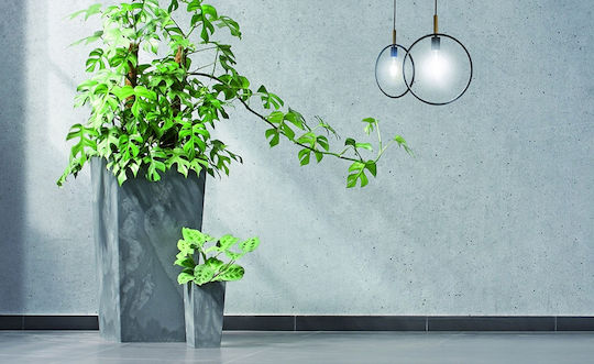 Iliadis Urbi Square Beton Effect Planter Plastic Gray 27x27x50cm.