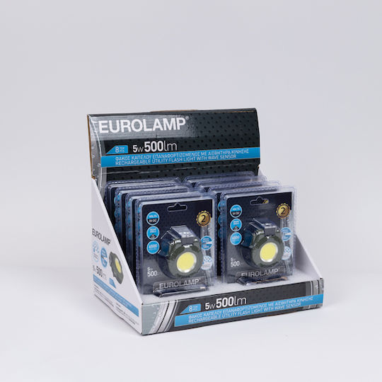 Eurolamp Rechargeable Headlamp LED IP44 with Maximum Brightness 500lm 8pcs Khaki