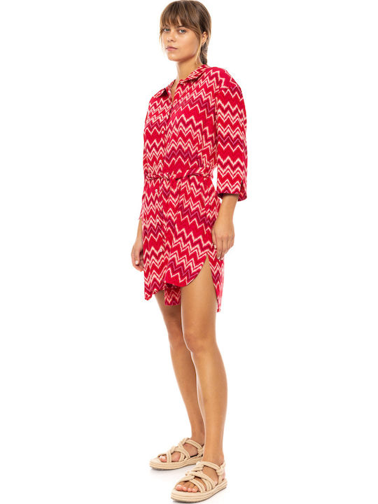 Pink Label Damen Kleid Strand Rot