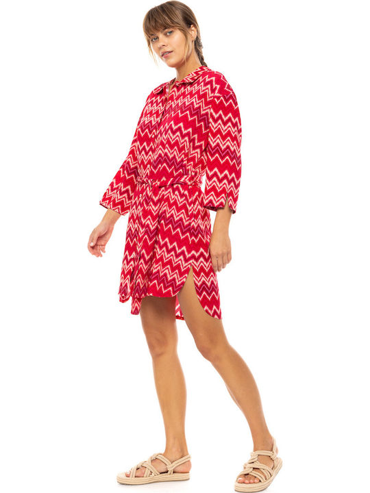 Pink Label Damen Kleid Strand Rot