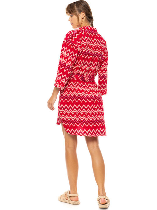 Pink Label Damen Kleid Strand Rot