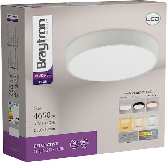 Braytron Στρογγυλό Εξωτερικό LED Panel 45W με Ρυθμιζόμενο Λευκό Φως 50εκ.