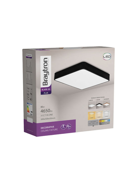 Braytron Τετράγωνο Εξωτερικό LED Panel 45W με Ρυθμιζόμενο Λευκό Φως 50x50εκ.