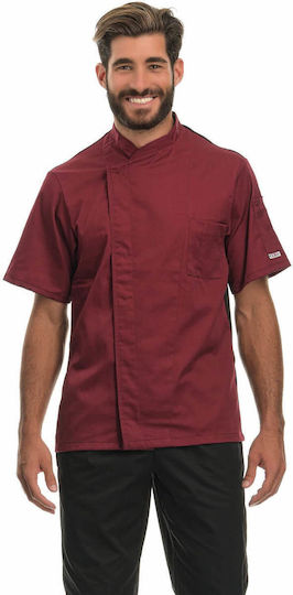 Egochef Coat Chef 100% Microfiber Female Burgundy with Long Sleeve