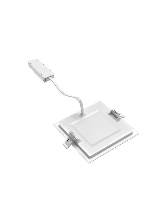 Braytron Τετράγωνο Χωνευτό Σποτ με Ενσωματωμένο LED και Φυσικό Λευκό Φως Λευκό 11x11εκ. 1τμχ