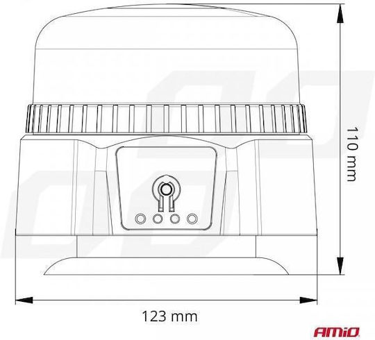 AMiO Φάρος Αυτοκινήτου LED 12 / 24V 12.3cm με Πορτοκαλί Φωτισμό