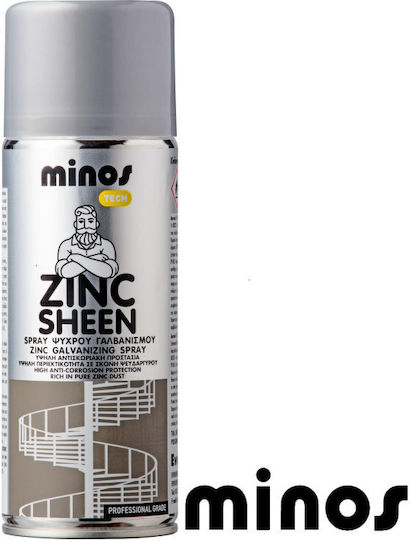 Minos Spray Σπρέι Γαλβανισμού Zinc Sheen με Μεταλλικό Εφέ Γκρι 400ml