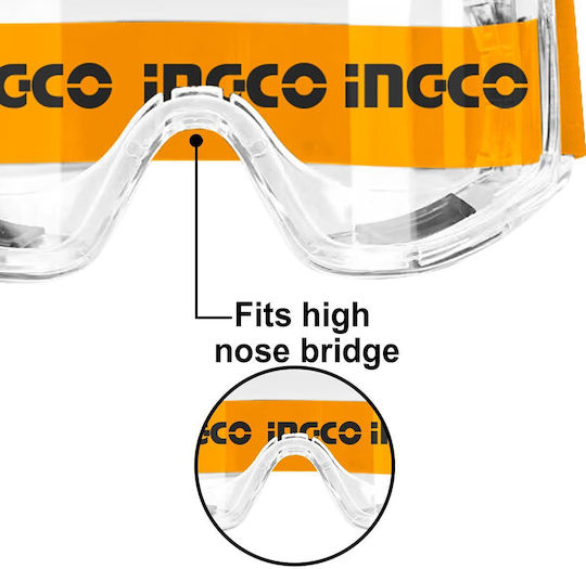 Ingco Safety Glasses for Protection with Transparent Lenses 1pcs