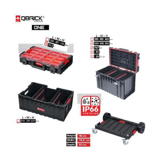 Qbrick Wheeled Plastic Tool Carrier with Toolbox
