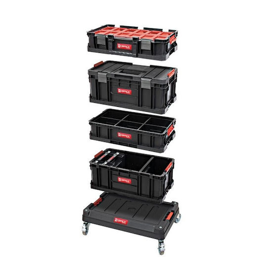 Qbrick Wheeled Plastic Tool Carrier 5 Slot with Toolbox W59.5xD39.5xH82.5cm