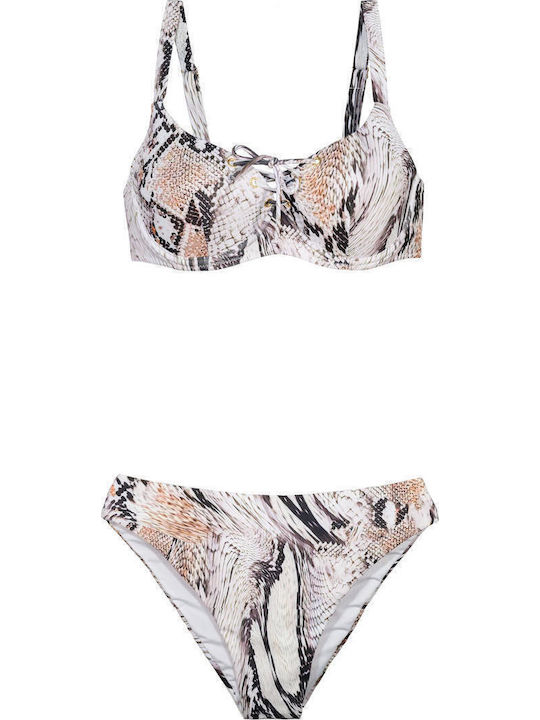 Bikinioberteile D Becher Tierdruck Graues