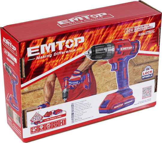 Emtop ECDL6200118 Akku-Schrauber Batterien 20V 1x2Ah