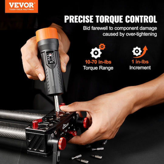 Torque Screwdriver Adjustable Torque 1.13-7.91 Nm 1/4" Chrome Vanadium 12 Bits