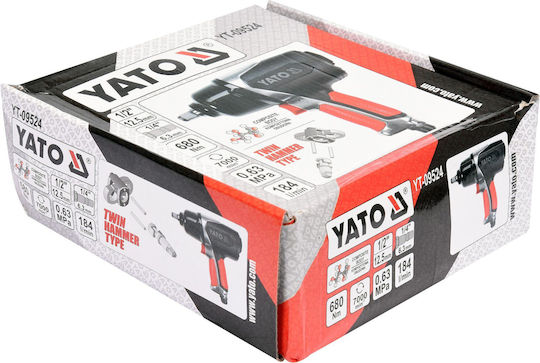 Yato YT-09524 Luftschlagschrauber 1/2" mit Maximalem Drehmoment 69,34kgm