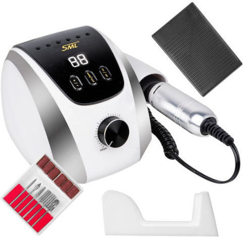 SML M13 Nail Drill Power 65W White with Pedal with 35000 Rotations per Minute