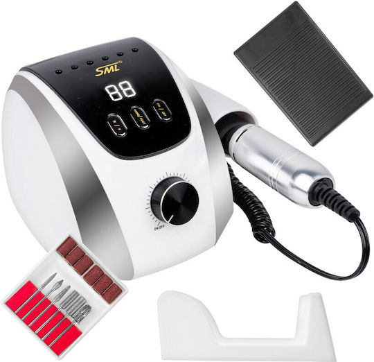 SML Τροχός Νυχιών Ρεύματος 65W Λευκός 35000 Στροφών με Πεντάλ