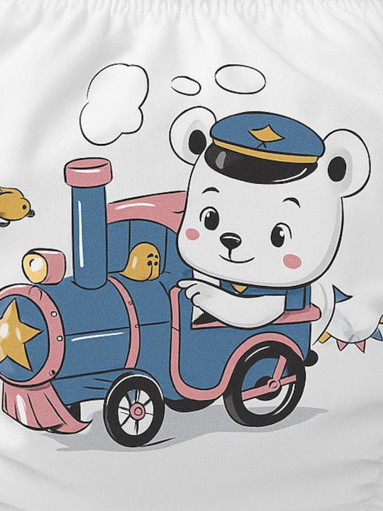 Poopes Bear In Train Kids' Brief White