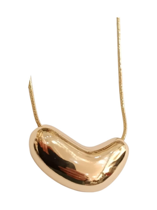 Kalliopi Silver Necklace with design Heart from Gold Plated Steel