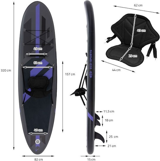 EDC Inflatable SUP Board with Length 3.2m Black