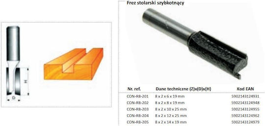 Condor Φρέζα για Ευθεία Κοπή σε Ξύλο 12mm x 25mm x 8mm