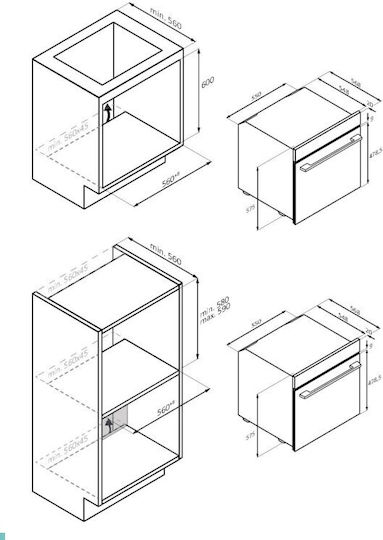 Candy Φούρνος άνω Πάγκου 78lt Π59.5εκ. Inox