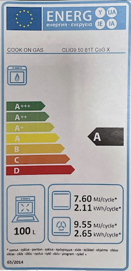Cook On Gas CLIG9 50 81T CoG X Κουζίνα Υγραερίου 100lt με Εστίες Υγραερίου Π89.5εκ. Inox