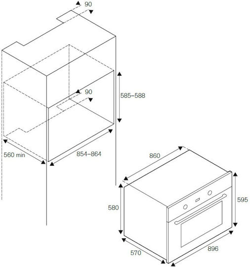 La Germania F96 9 LAG E K X Cuptor Deasupra Blatului 100lt L59.5cm.