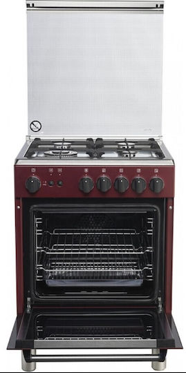 La Germania Aragaz cu Gaz Natural 65lt cu Plite pe Gaz Natural L60cm. Red