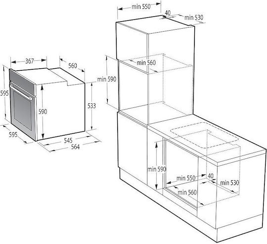 Gorenje Φούρνος άνω Πάγκου 77lt Π59.5εκ. Λευκός