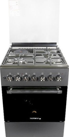 Calfer Gas Aragaz 64lt cu Plite pe Gaz Lichefiat & Electricitate L60cm. Black