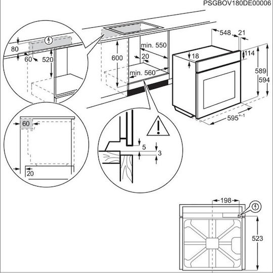 Electrolux Cuptor Deasupra Blatului 71lt L59.4cm.