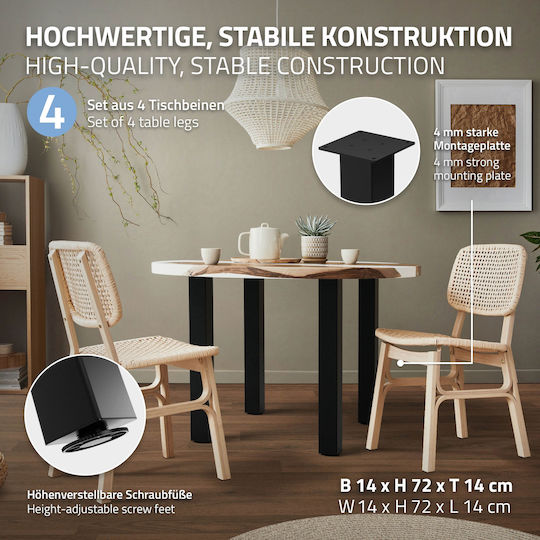 ML-Design ML-Design Metal Furniture Leg with Regulator Suitable for Table / Coffee Table 8x8cm Black