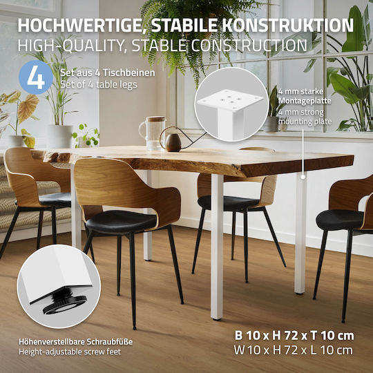 ML-Design ML-Design Metal Furniture Leg with Regulator Suitable for Table / Coffee Table 4x4cm White