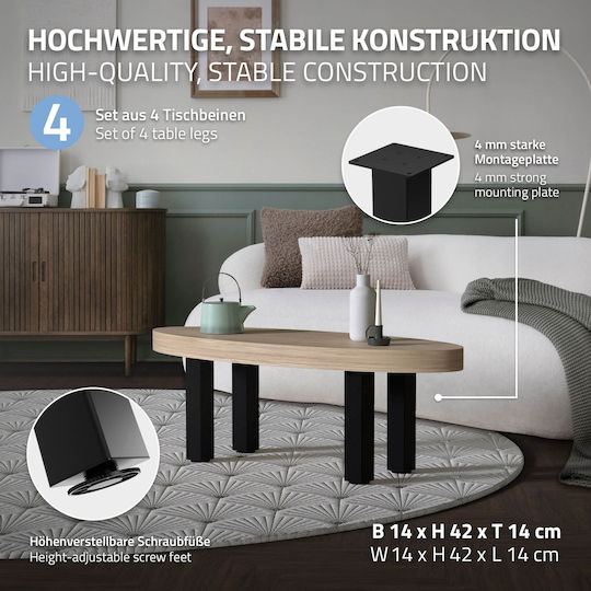 ML-Design ML-Design Metal Furniture Leg Suitable for Table / Coffee Table 8x8cm Black