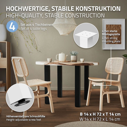 ML-Design ML-Design Metal Furniture Leg with Regulator Suitable for Table / Coffee Table 8x8cm White