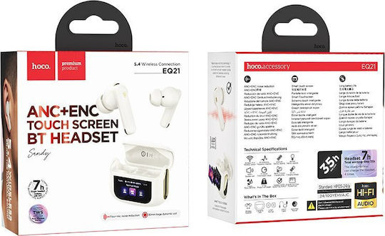 Hoco EQ21 In-ear Bluetooth Handsfree Earphones with Charging Case White