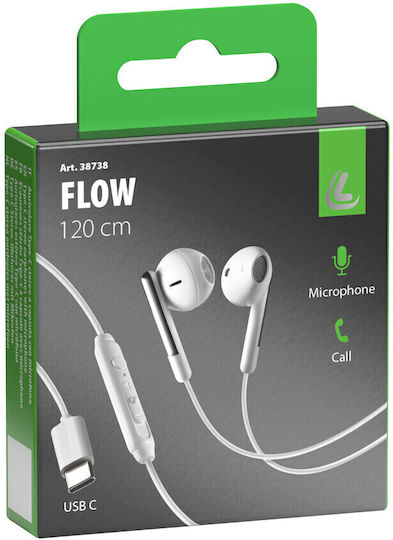 Lampa Flow Jack In-ear Handsfree Ακουστικά με Βύσμα 3.5mm Λευκό