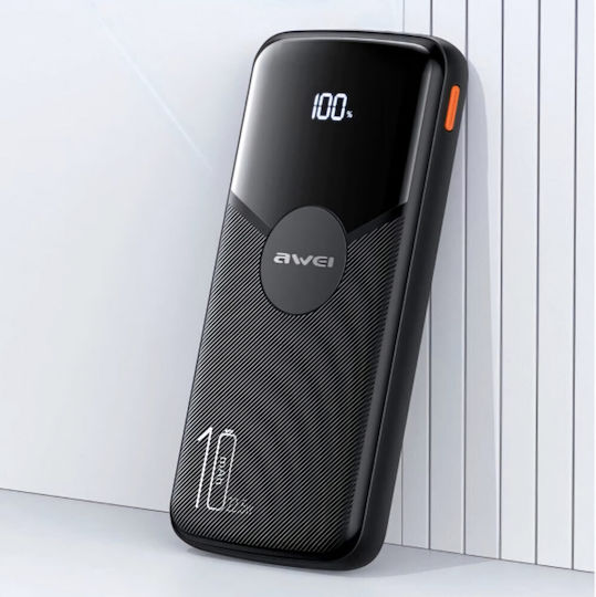 Awei P63K Power Bank 10000mAh 22.5W with 2 USB-A Ports and USB-C Port Black