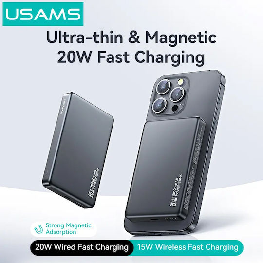 Usams CY Series CD242 MagSafe Power Bank 10000mAh 20W με Θύρα USB-C Titanium