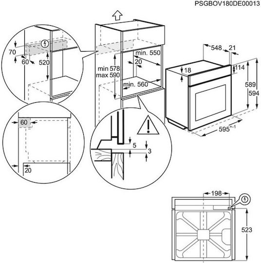 AEG Φούρνος άνω Πάγκου 72lt Π56εκ. Inox