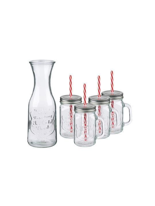 Alpina Appliances Set Gläser Cocktail/Trinken aus Glas mit Strohhalm 1000ml 4Stück