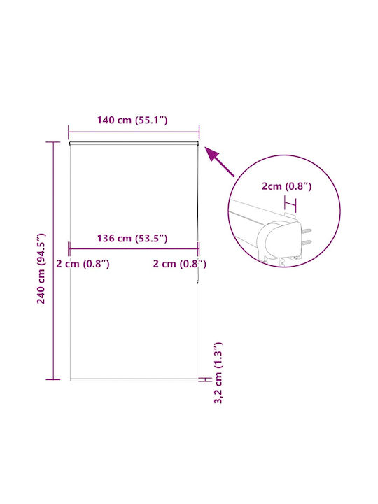 Vidaxl Shower Curtain Roll Cassette 140x240cm Fabric Width 136cm White