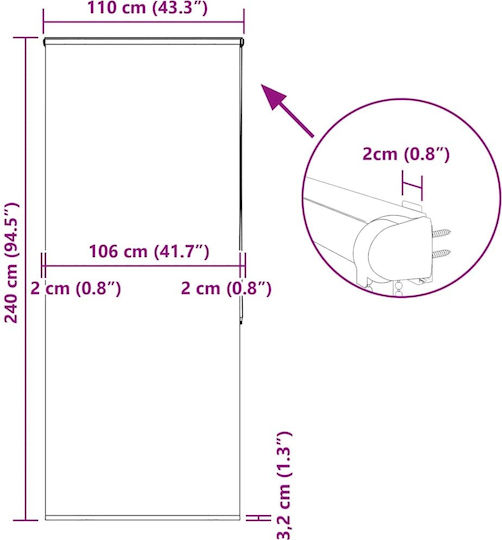 Vidaxl завеса за душ с ролетка 110x240 см, ширина на плата 106 см, многоцветна