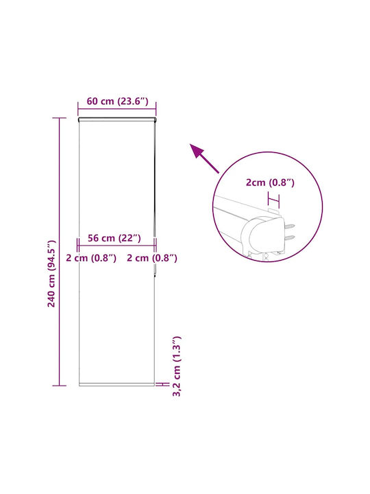 Vidaxl Κουρτίνα Μπάνιου Ρολό Κασέτα 60x240εκ Πλάτος Υφάσματος 56εκ Πολύχρωμο