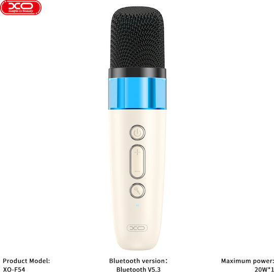 XO Ηχείο Karaoke με Ασύρματο Μικρόφωνο και Εφέ Φωτισμού Glossy Cool XO-F54 Λευκό