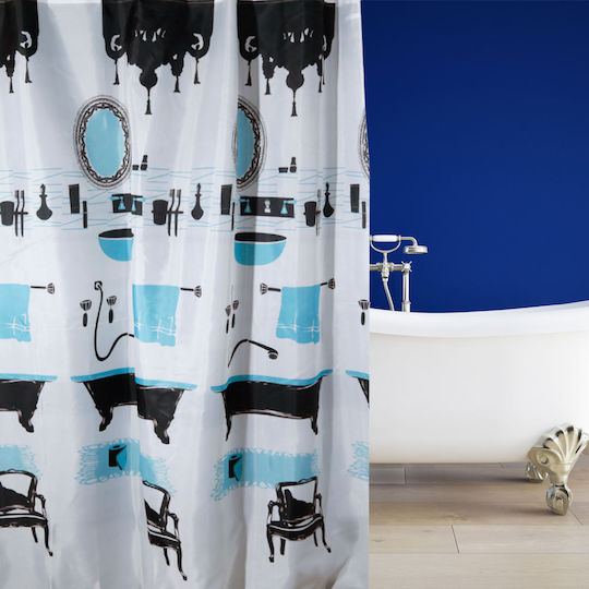 Bathitems Fabric Shower Curtain 180x200cm Light Blue