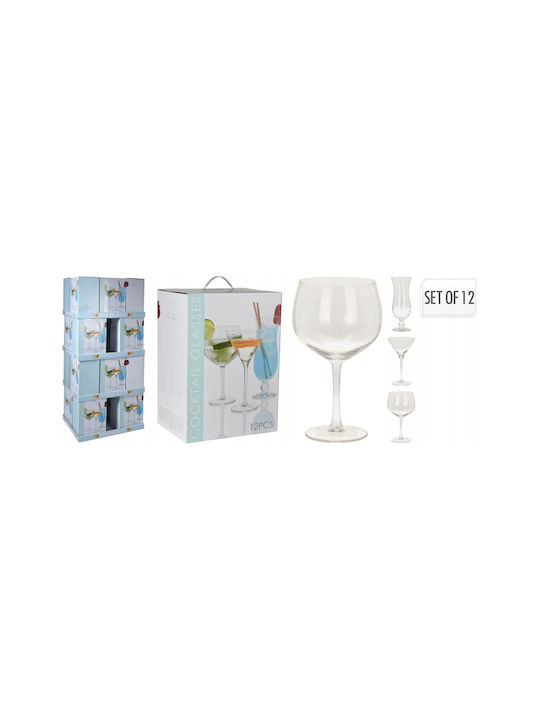 Excellent Houseware Set of Glasses Water / Cocktail/Drinking made of Glass Stemmed 12pcs