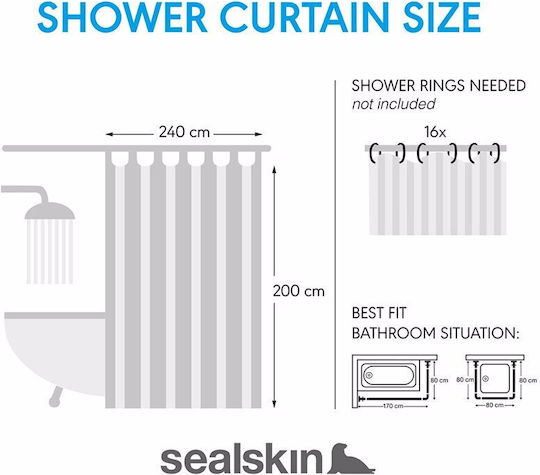 Sealskin Shower Curtain 240x200cm Grey